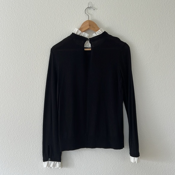 French Ruffle Collar Knit Top Size MEDIUM PETITE - Picture 2 of 3